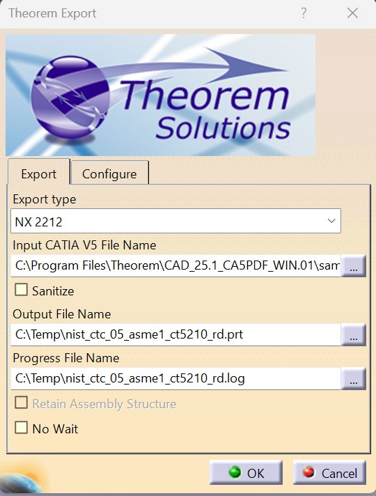 Theorem Export panel