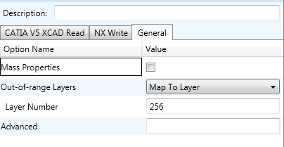 General tab in Configuration Manager for CATIA V5 to NX