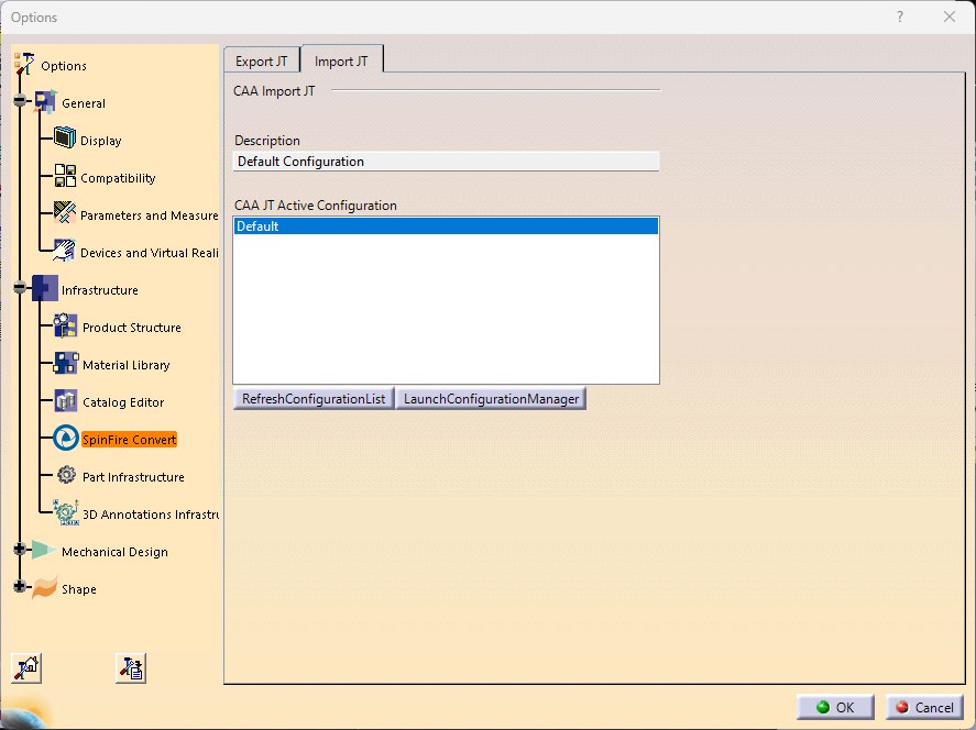 Import JT configuration