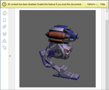 3D content disabled banner in Adobe Reader