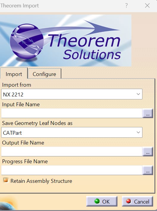 Theorem Import Configure tab