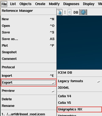 Export -- File menu