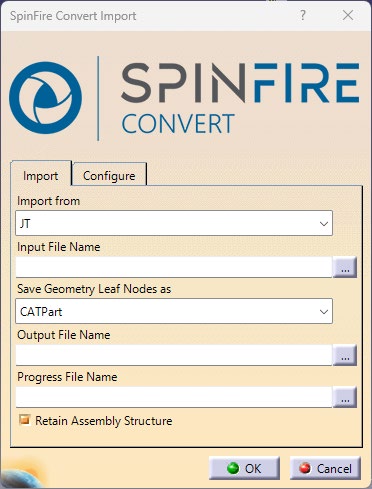 SpinFire Convert Import dialog