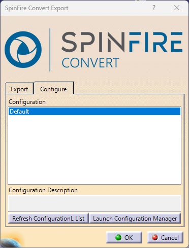 SpinFire Convert Export Configure tab
