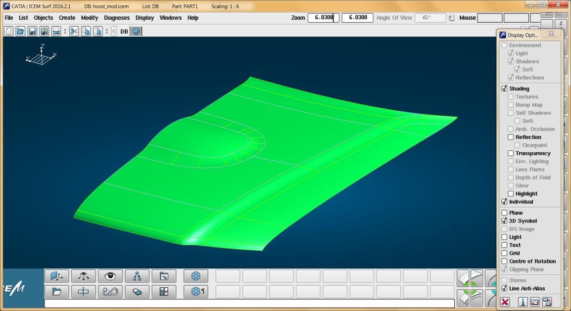 CATIA ICEM Surf application with model loaded