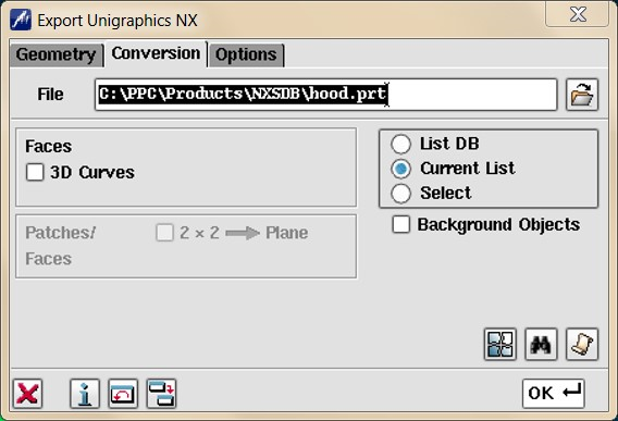 Export -- Conversion tab