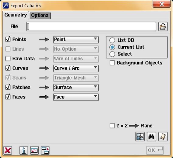 Export Catia V5 -- Geometry tab