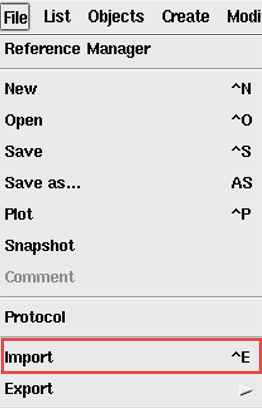 Import -- File menu