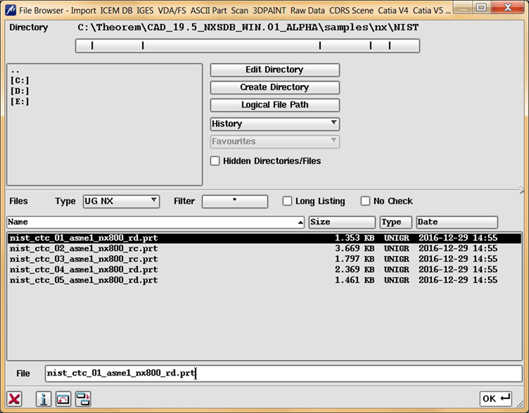 Import -- File Browser panel