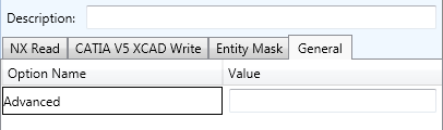 General tab in Configuration Manager for NX to CATIA V5