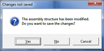 Changes not saved warning dialog