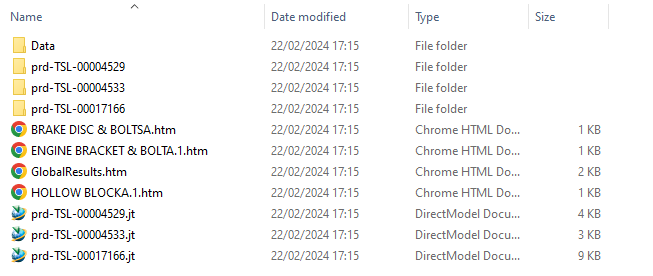 Exported JT files