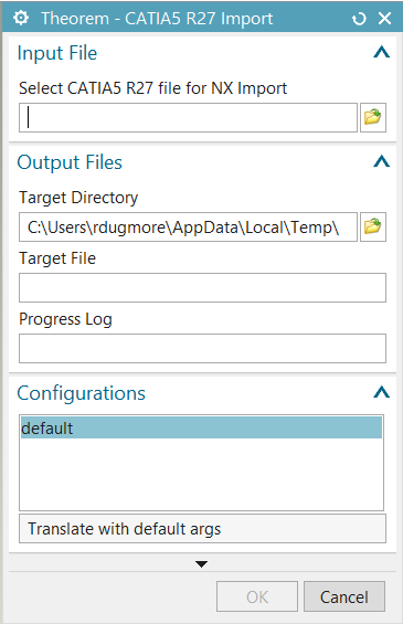 NX Theorem Import panel