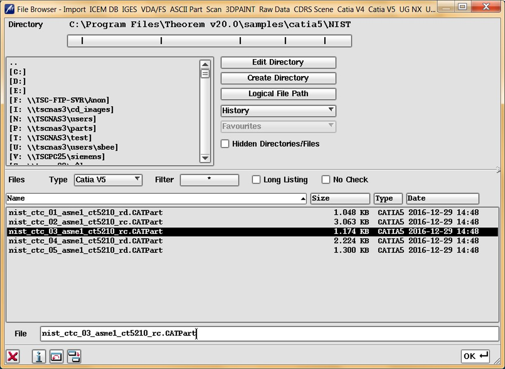 File Import menu