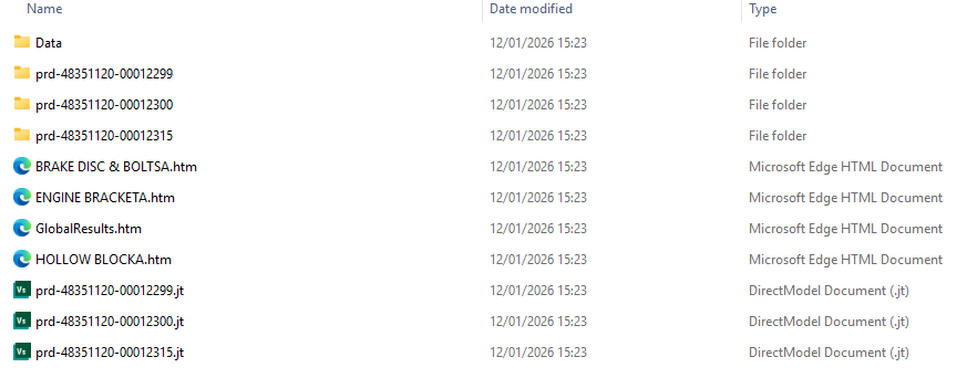Output files from batch export