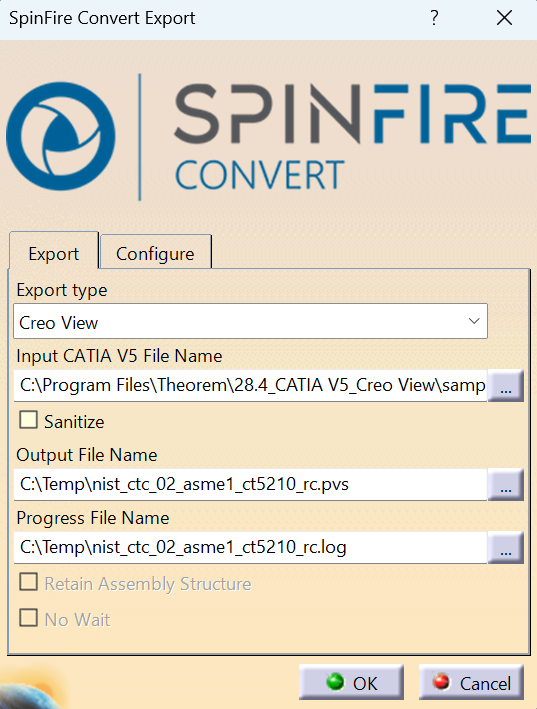 SpinFire Convert Export panel