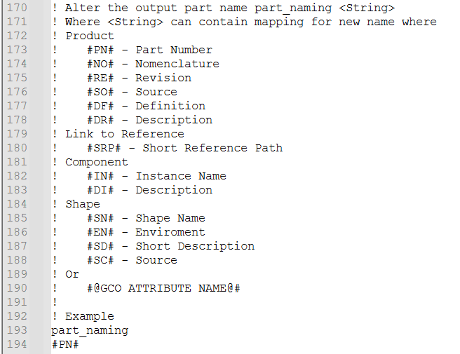 part_naming option ON