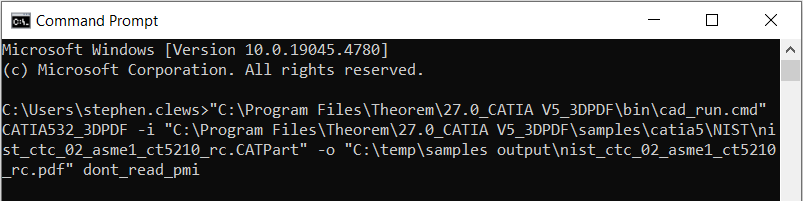 Command line translation with options