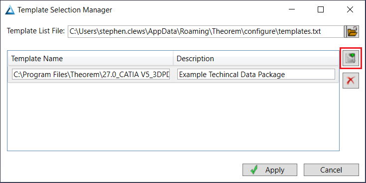 Template Selection Manager -- single template