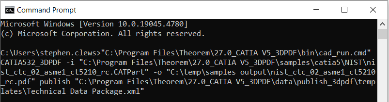 Command line with template