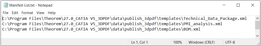 Manifest list text file