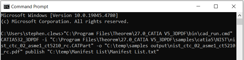 Command line with manifest list