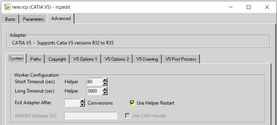 System tab timeout settings