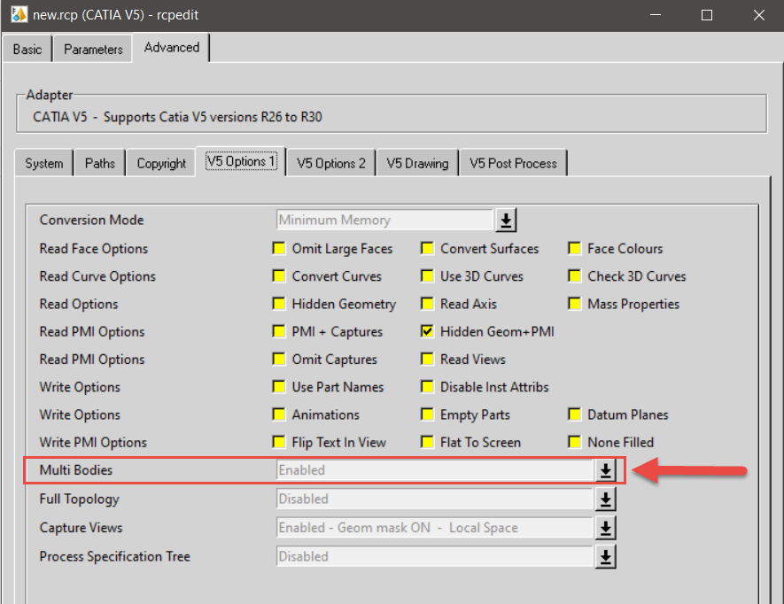 Multi Bodies recipe setting