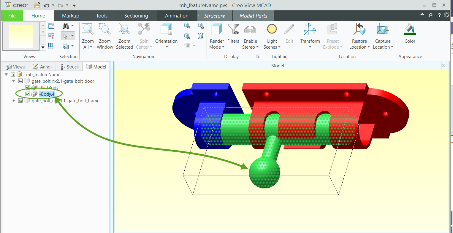 Multi body components in Creo View
