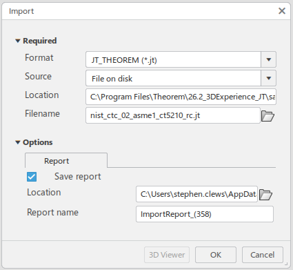Import dialog - JT_THEOREM format