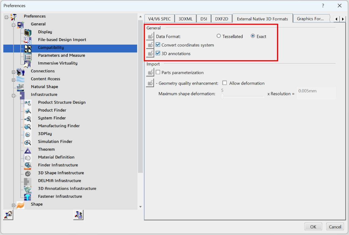 Legacy Preferences menu