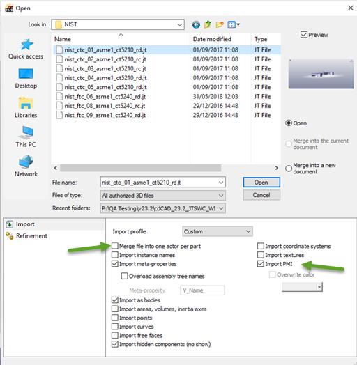 Interactive Use of JT to SW Composer — File Open dialog