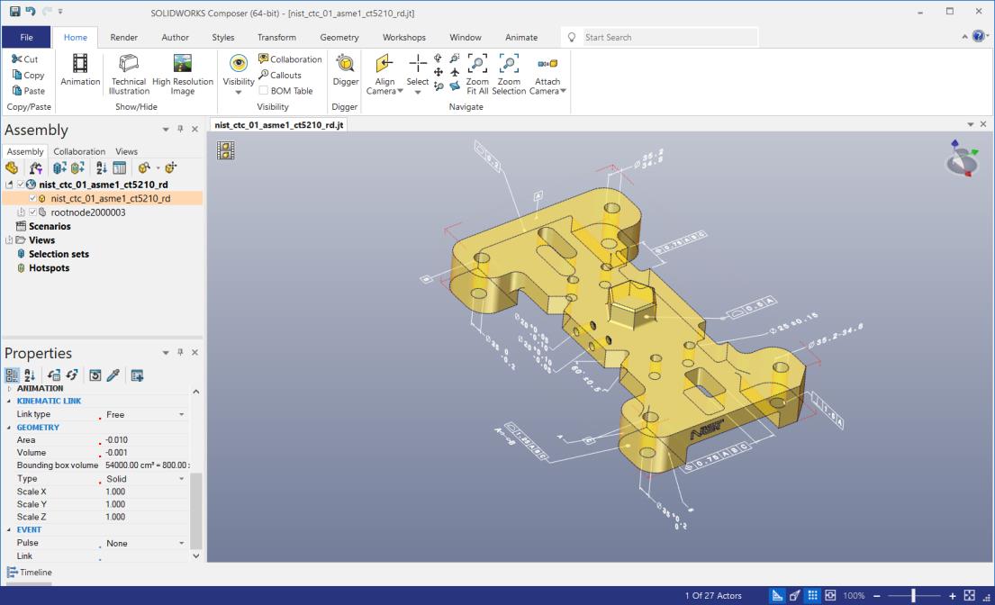 JT file imported into SWX Composer application