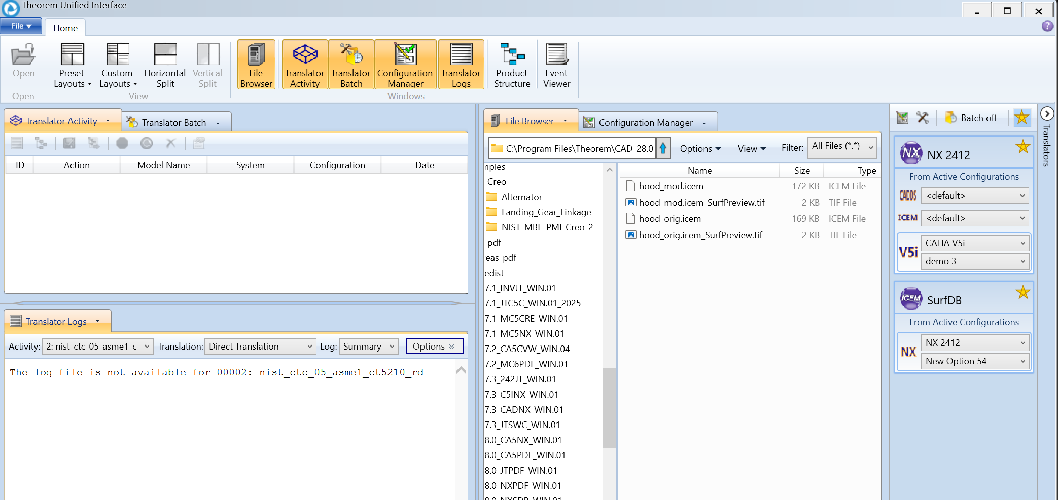 Unified Interface -- main window
