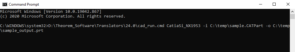 Command line translation example