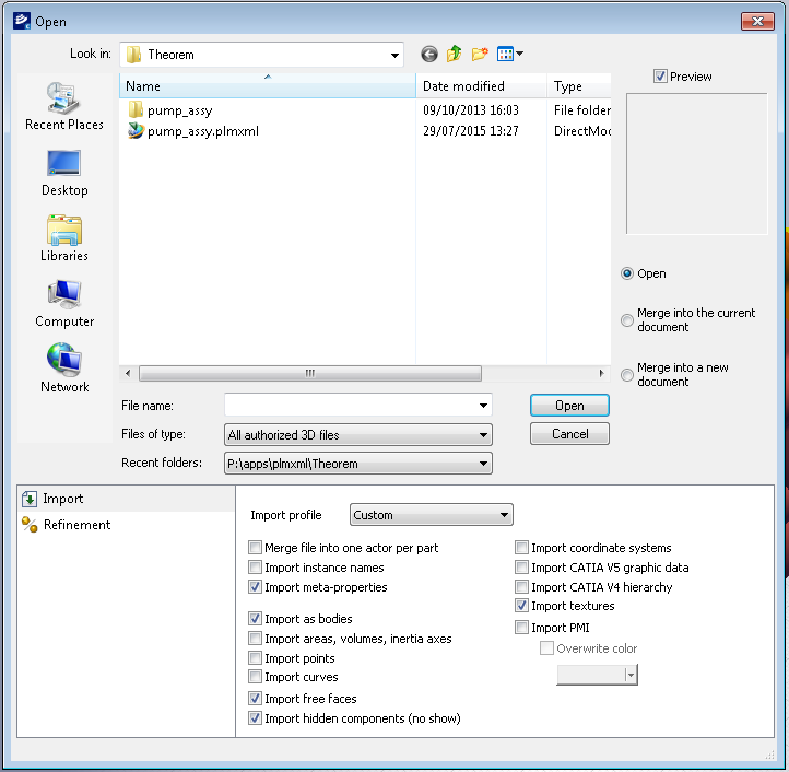 Using the Catia Composer Product - Import Options