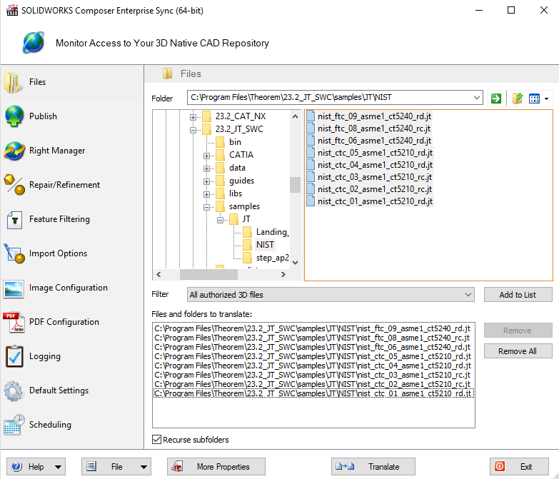 SW Composer Sync interface