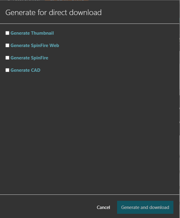 Generate And Download — SpinFire Manage documentation