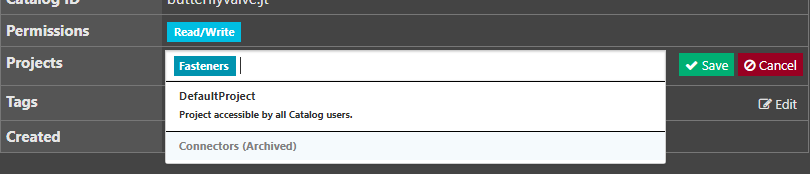 Adding Catalog Parts To Archived Projects — SpinFire Manage documentation