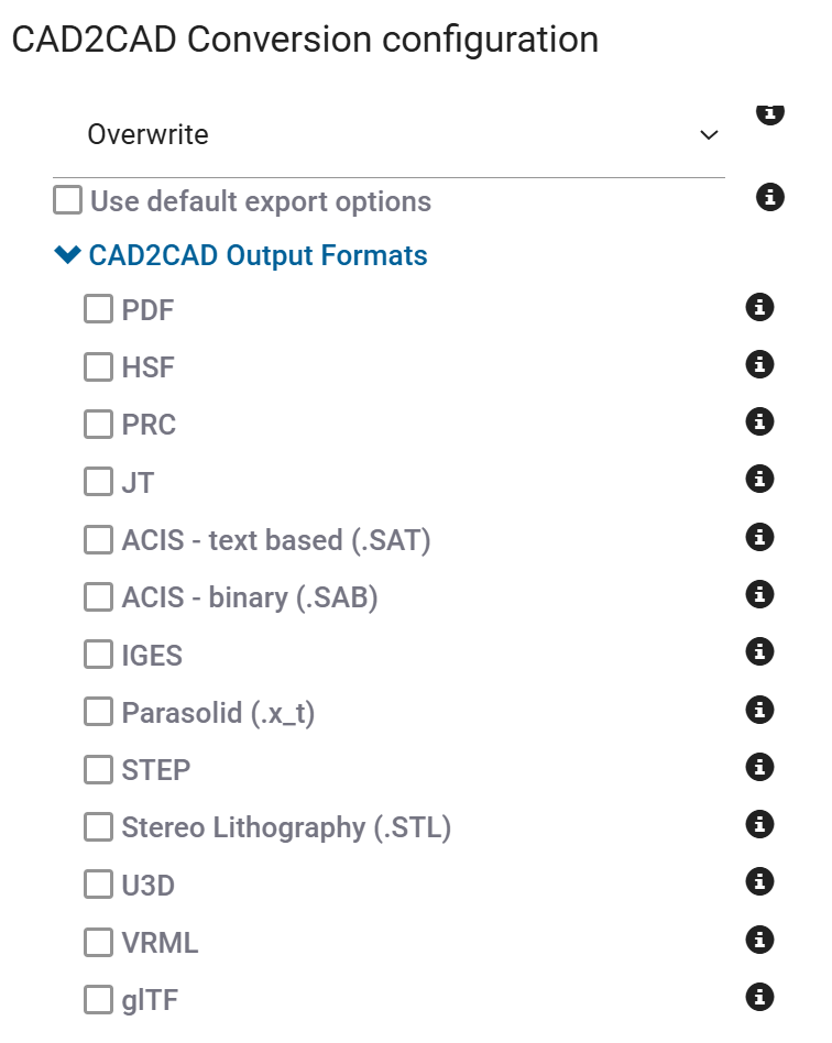 CAD2CAD Options