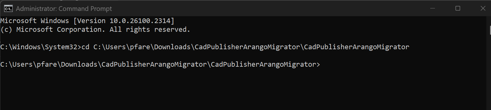 Command prompt screenshot