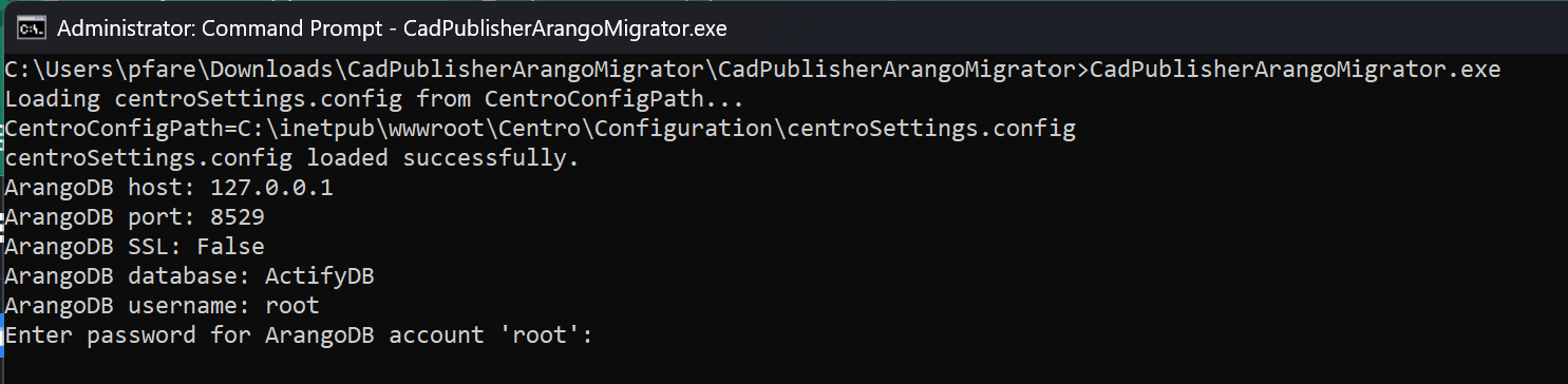 Running migration tool